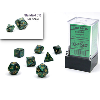 Chessex Mini-Polyhedral 7-Die Set: Scarab Jade w/Gold