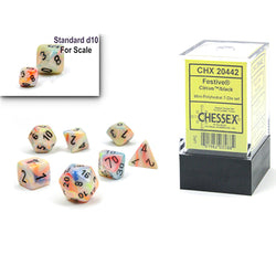 Chessex Mini-Polyhedral 7-Die Set: Festive Circus w/Black