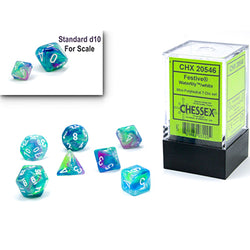 Chessex Mini-Polyhedral 7-Die Set: Festive Waterlily w/White