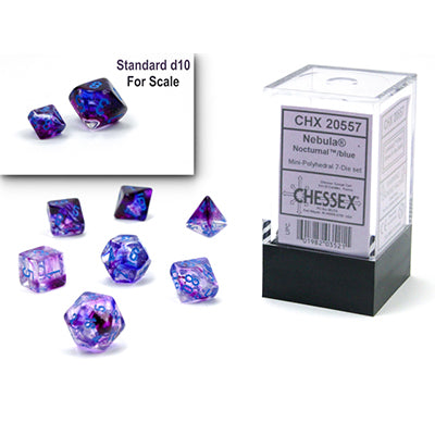 Chessex Mini-Polyhedral 7-Die Set: Luminary Nebula Nocturnal w/Blue