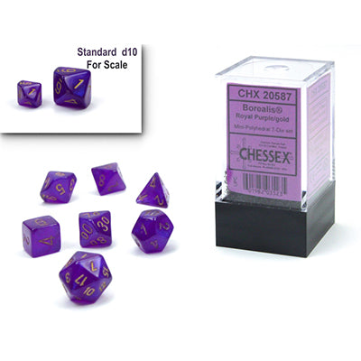 Chessex Mini-Polyhedral 7-Die Set: Luminary Royal Purple w/Gold