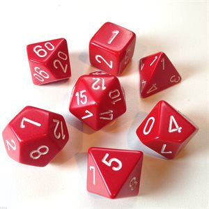 Chessex Polyhedral 7-Die Set: Opaque Red w/White