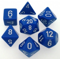 Chessex Polyhedral 7-Die Set: Opaque Blue w/White
