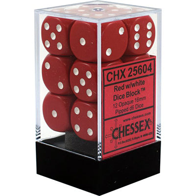 Copy of Chessex D6 12-Die Set: Opaque Red w/White