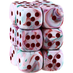 Chessex D6 12-Die Set: Festive Pop Art w/Red